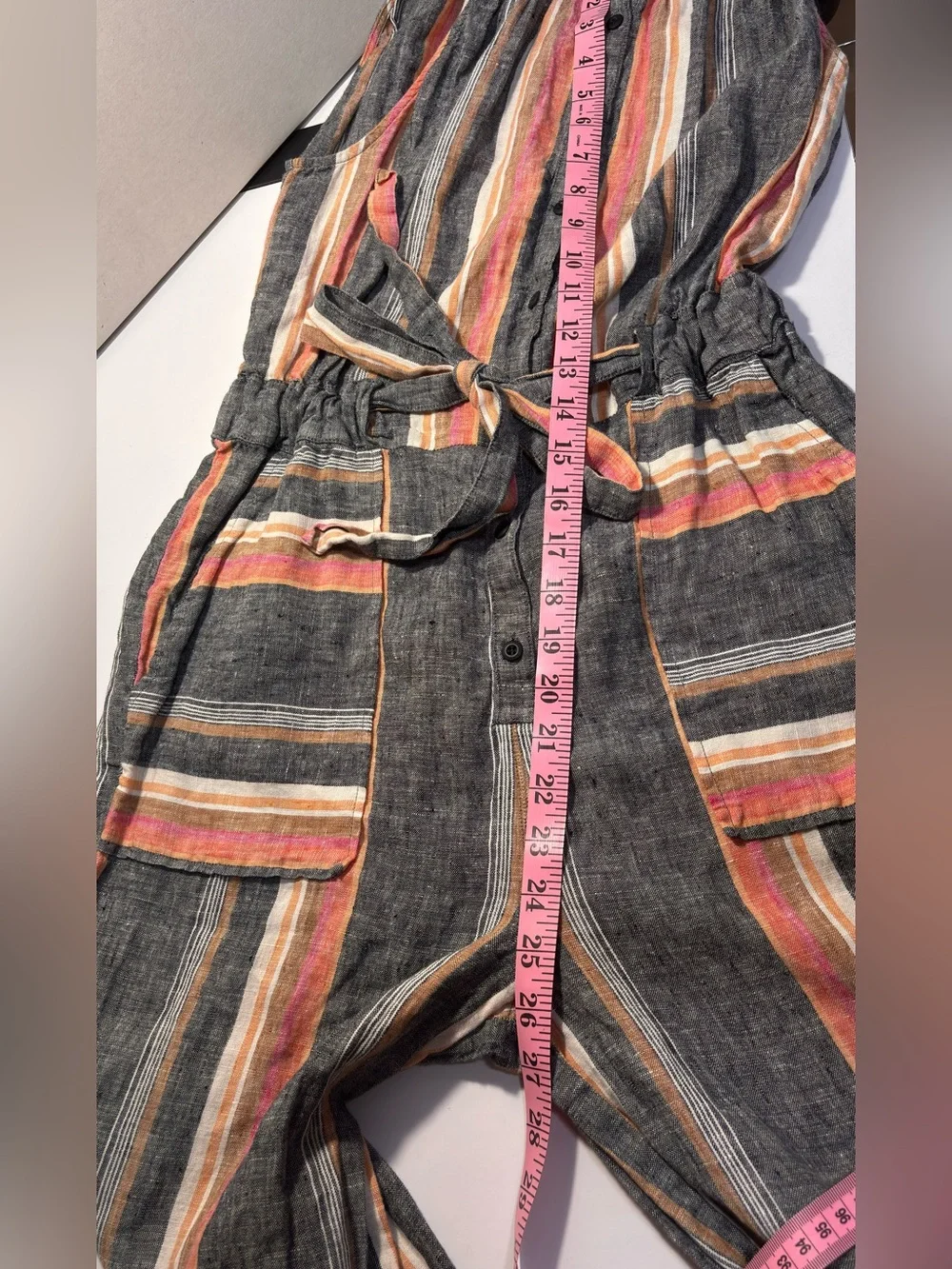 Joie Striped Halter Wide-Leg Jumpsuit 100% Linen